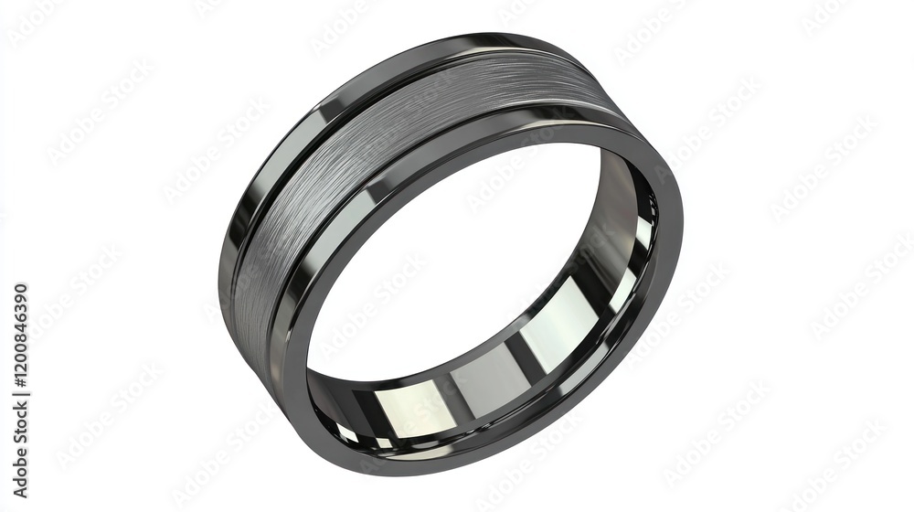 Brushed black men's wedding ring; studio shot, white background; jewelry catalog Brushed black men's wedding ring; studio shot, white background; jewelry catalog