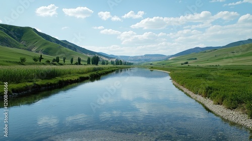 Wallpaper Mural Serene River Valley Landscape Torontodigital.ca