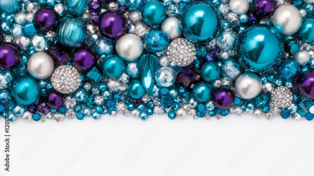 Festive Blue Purple Silver Christmas Ornament Border Festive Blue Purple Silver Christmas Ornament Border