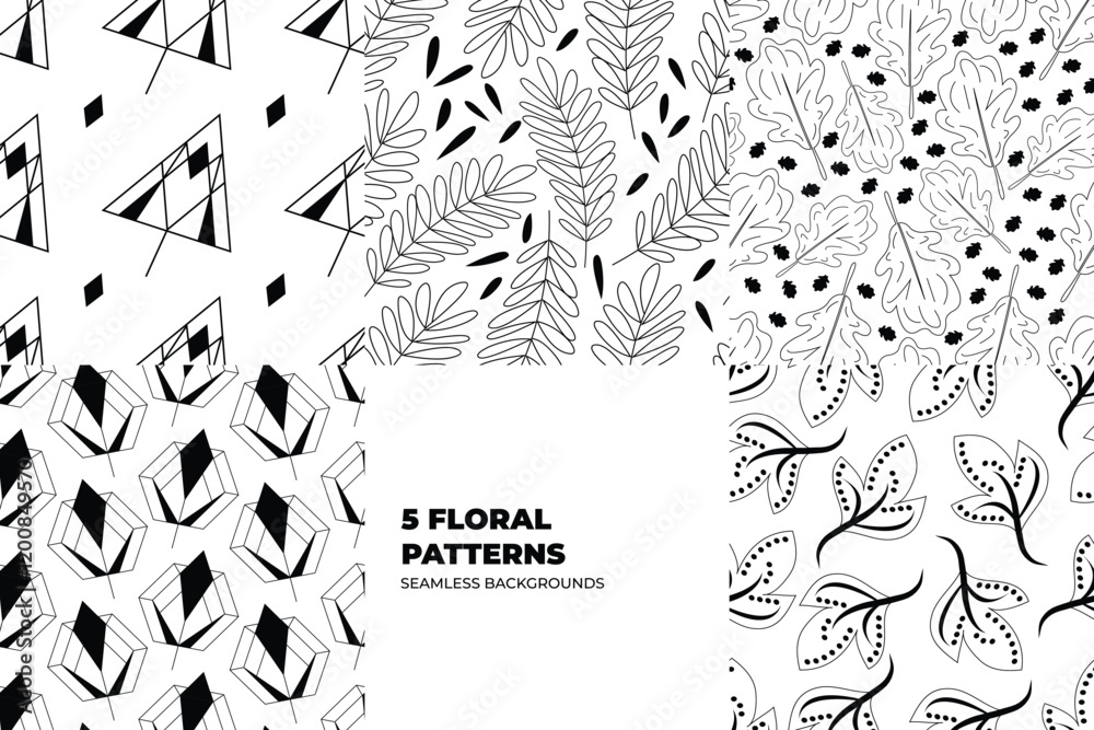 Obraz premium Abstract Botanical Background Set