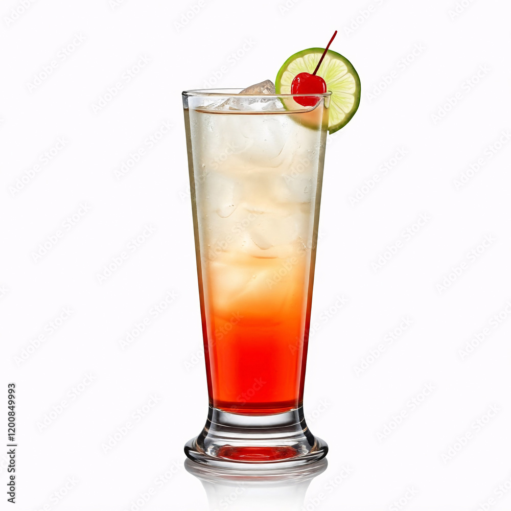 Tequila sunrise cocktail isolated on white background Tequila sunrise cocktail isolated on white background