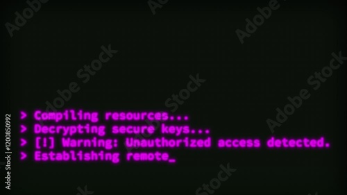 Retro Hacking Coding UI Text Animation – Glowing Pink 4K Technology Motion Graphics