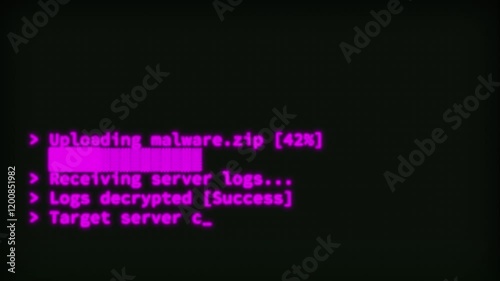 Retro Hacking Coding UI Text Animation – Glowing Pink 4K Technology Motion Graphics