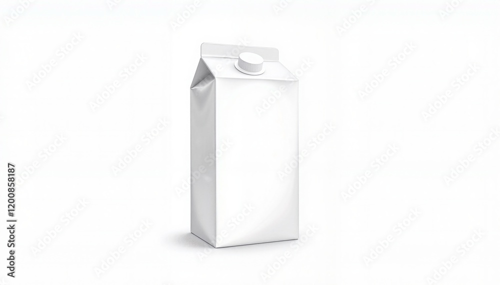 Aseptic White Juice Carton or Milk Carton with White Cap Isolated on Solid White Background Aseptic White Juice Carton or Milk Carton with White Cap Isolated on Solid White Background