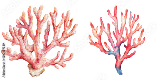 Fototapeta Naklejka Na Ścianę i Meble -  Vibrant coral illustrations underwater scene digital art marine environment artistic viewpoint nature concept