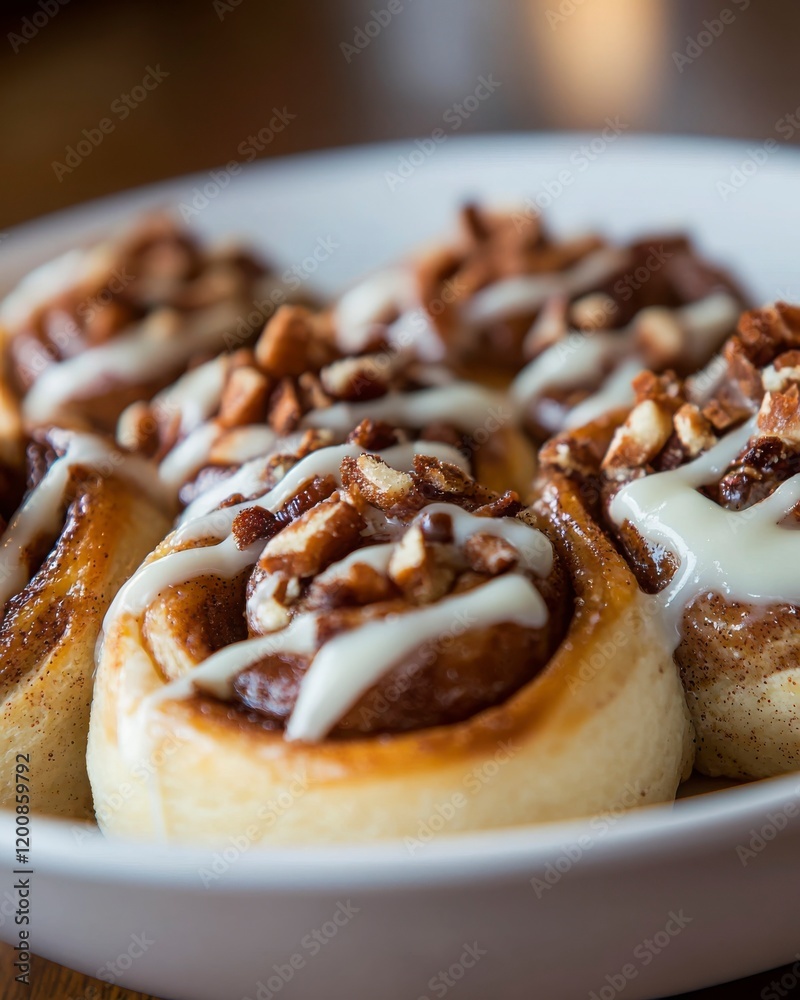 Delicious Cinnamon Rolls with Pecans and Creamy Frosting Topping Delicious Cinnamon Rolls with Pecans and Creamy Frosting Topping