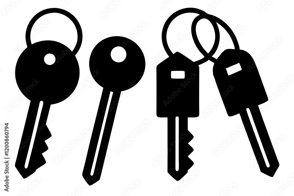 Silhouettes of Key Sets - Vector Illustration Silhouettes of Key Sets - Vector Illustration