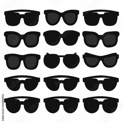 Collection of Various Sunglasses Silhouettes - Stylish Eyewear Icons