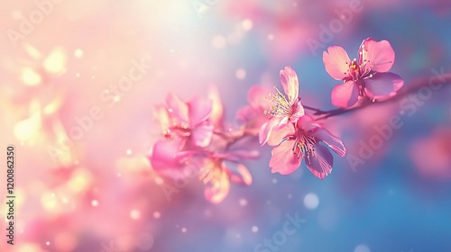 Blossoming Cherry Blossoms in a Colorful Spring Scene