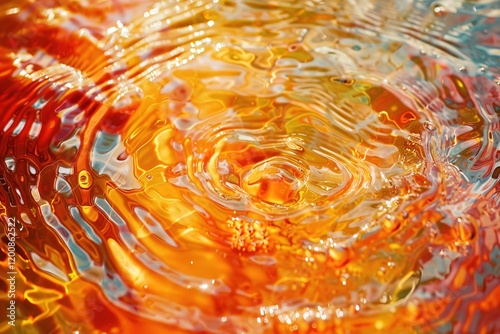 Abstract water on vibrant orange and red colors. Top view