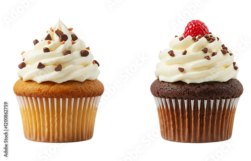 Delicious Cupcake Muffin with Frosting – Transparent Background Cutout photo