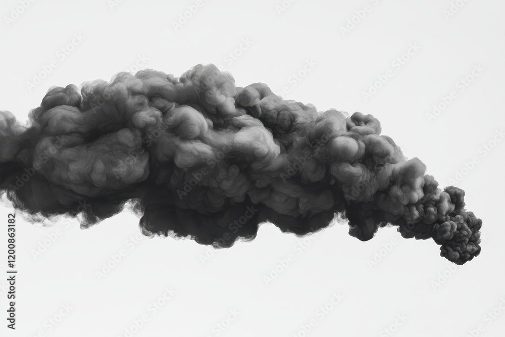 dense black smoke cloud swirls dynamically against light background, creating dramatic and intense visual effect dense black smoke cloud swirls dynamically against light background, creating dramatic and intense visual effect