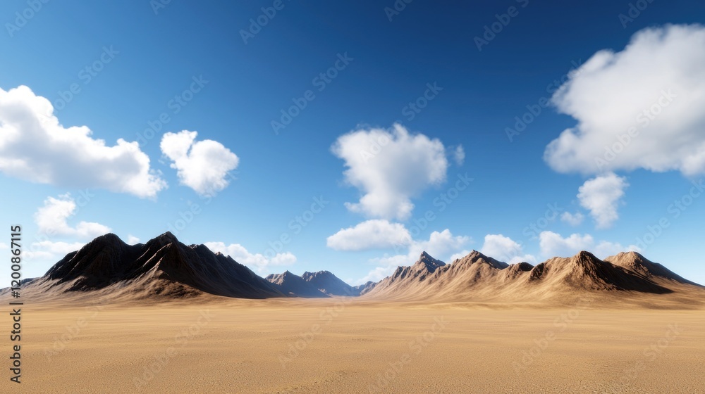 Vast Desert Landscape under Blue Sky Vast Desert Landscape under Blue Sky