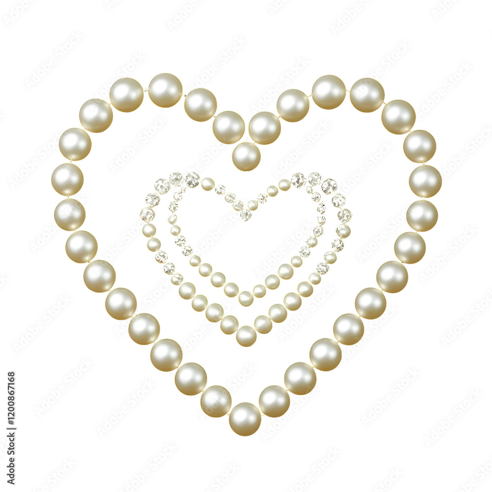 Pearl heart, gem hearts shape made of pearls Pearl heart, gem hearts shape made of pearls