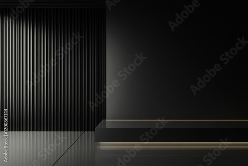 Modern dark home interior background, wall mock up, 3d render, Generative AI