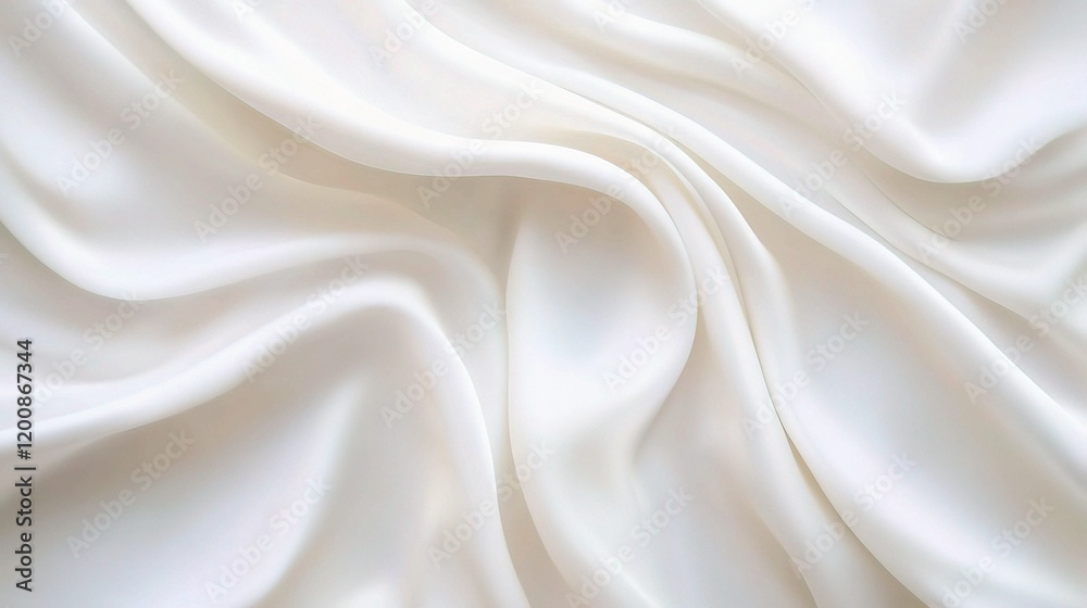 Silky White Drape: An abstract composition of smooth, flowing white fabric creates a delicate and elegant background. The soft, gentle curves and shadows evoke a sense of serenity and luxury. Silky White Drape: An abstract composition of smooth, flowing white fabric creates a delicate and elegant background. The soft, gentle curves and shadows evoke a sense of serenity and luxury.