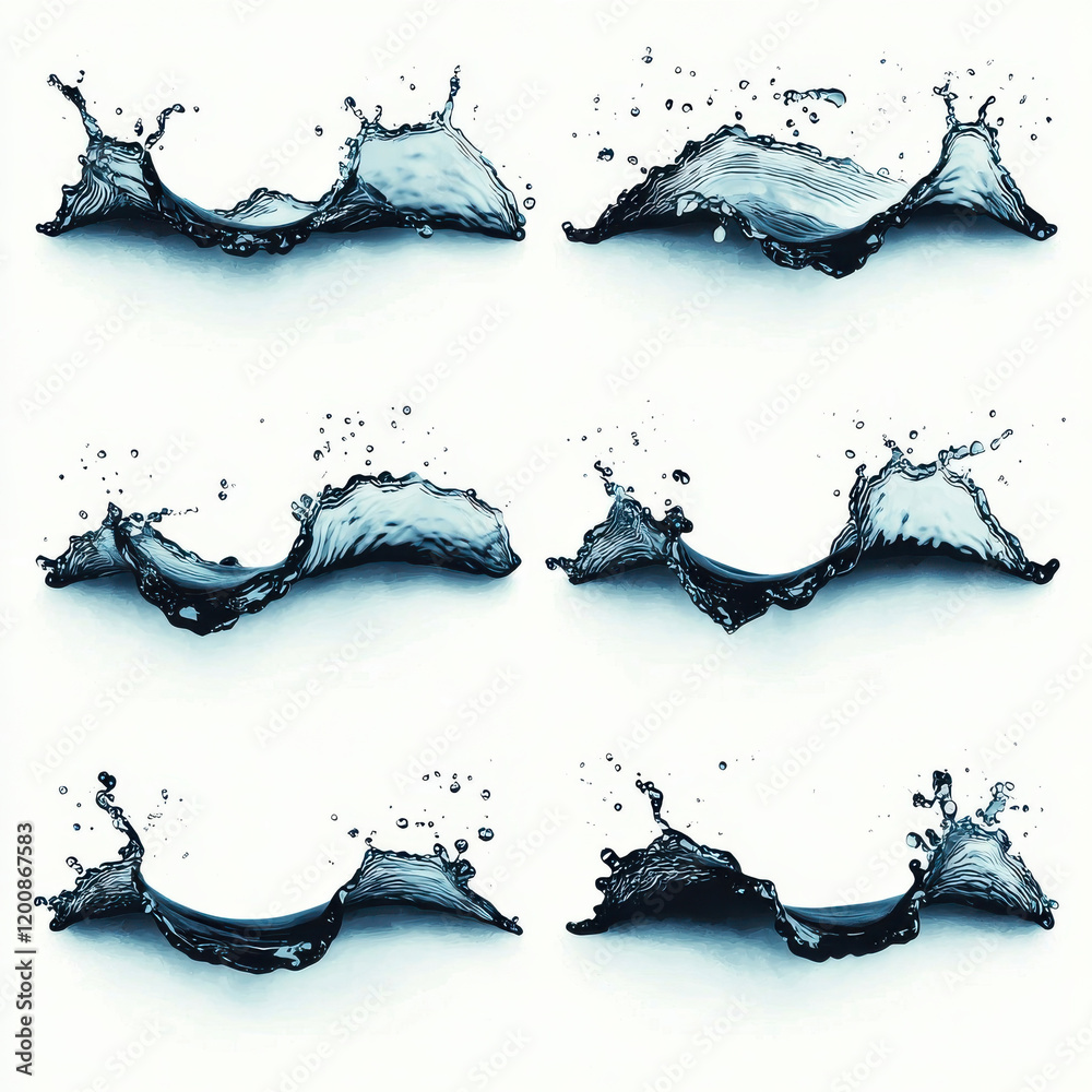 Obraz premium Dynamic water splashes forming artistic curves and shapes, showcasing fluid motion and energy