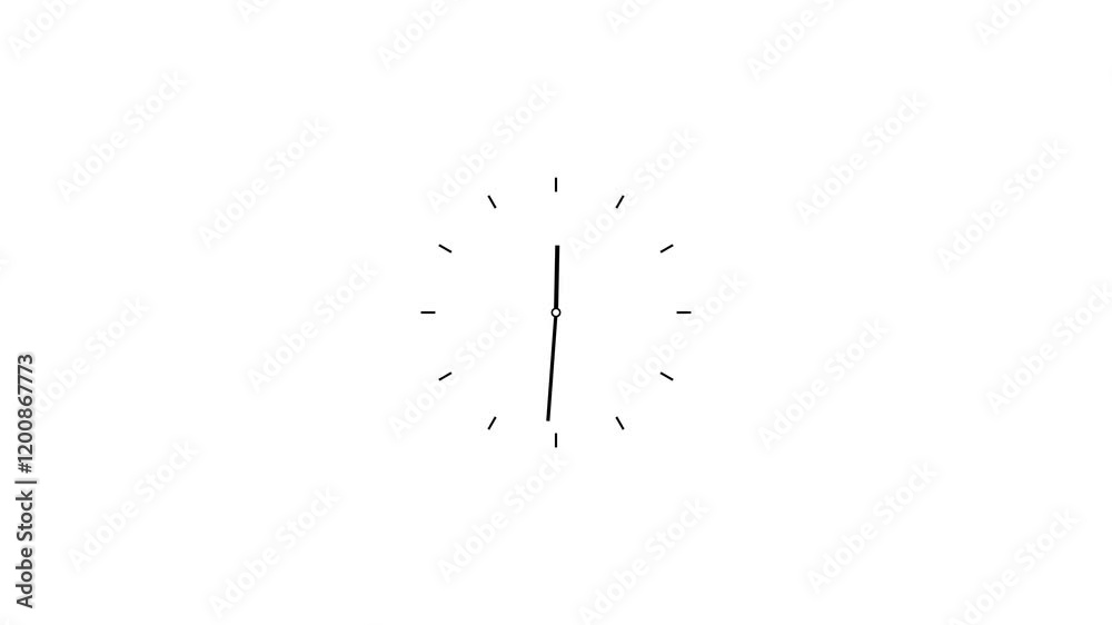 Abstract clock icon animation. Digital and analog clock 24 hours isolated on white background. 