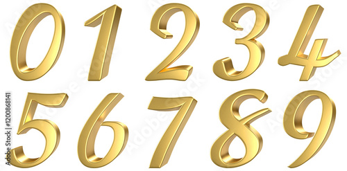 set of 3d golden numbers