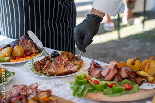 cooking competition and judging meat photo