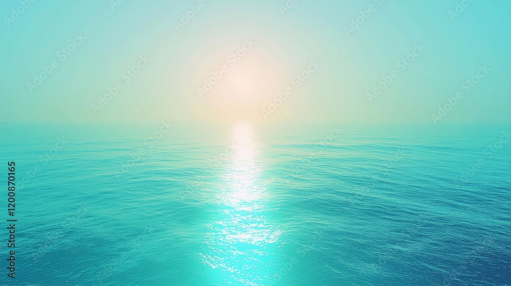 Obraz premium Serene ocean sunrise with sun reflection.