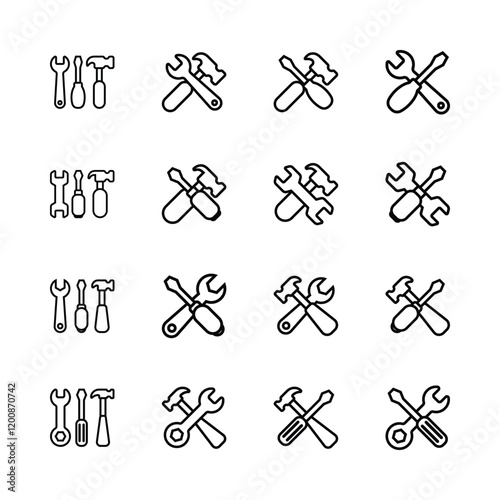 Set of toolkit icons, Repair icon symbol vector isolated on white background