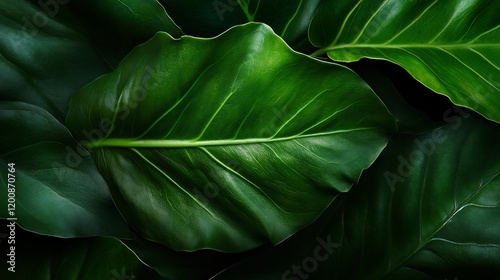 Emerald Green Leaves: A Lush Tropical Background