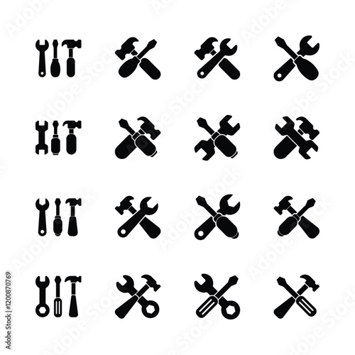 Set of toolkit icons, Repair icon symbol vector isolated on white background
