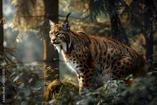 Majestic Lynx in Serene Forest Habitat - An Epitome of Wild Beauty and Poise photo