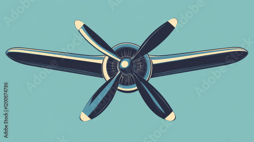 Airplane retro propeller icon for avia customs club or exhibition show. Vector isolated aircraft turbine with rotating blades for for aviation adventure label, air force or best pilot experience