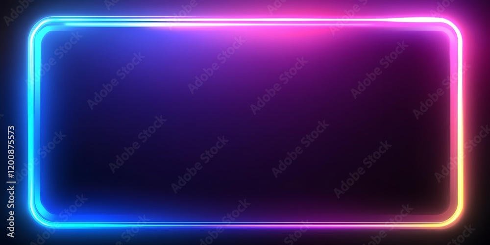 Neon Frame with Pink and Blue Smoke, Futuristic Abstract Background, Glowing Border in Dark Space Neon Frame with Pink and Blue Smoke, Futuristic Abstract Background, Glowing Border in Dark Space