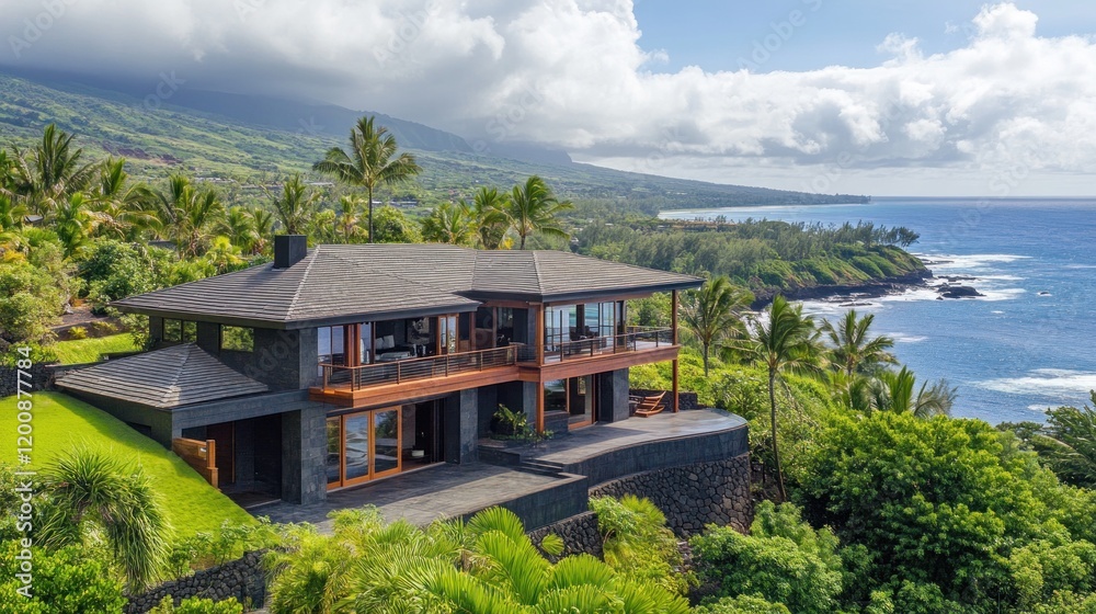 Modern Coastal Home with Ocean View and Lush Landscape in Hawaii Modern Coastal Home with Ocean View and Lush Landscape in Hawaii