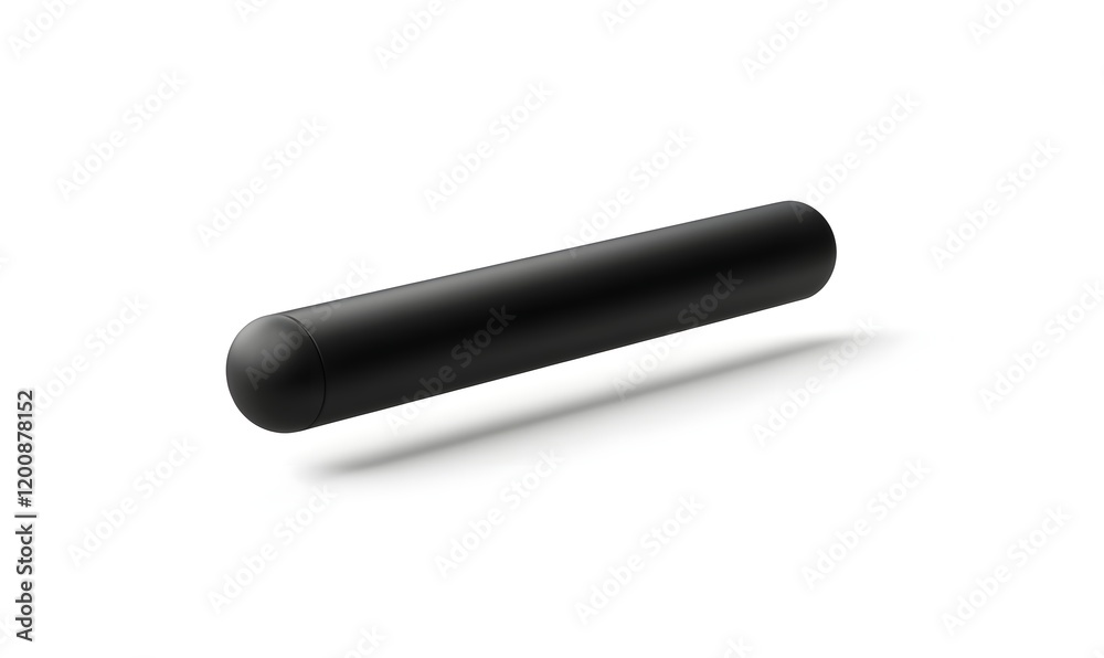 Black cylindrical object with rounded ends, isolated on white. Black cylindrical object with rounded ends, isolated on white.