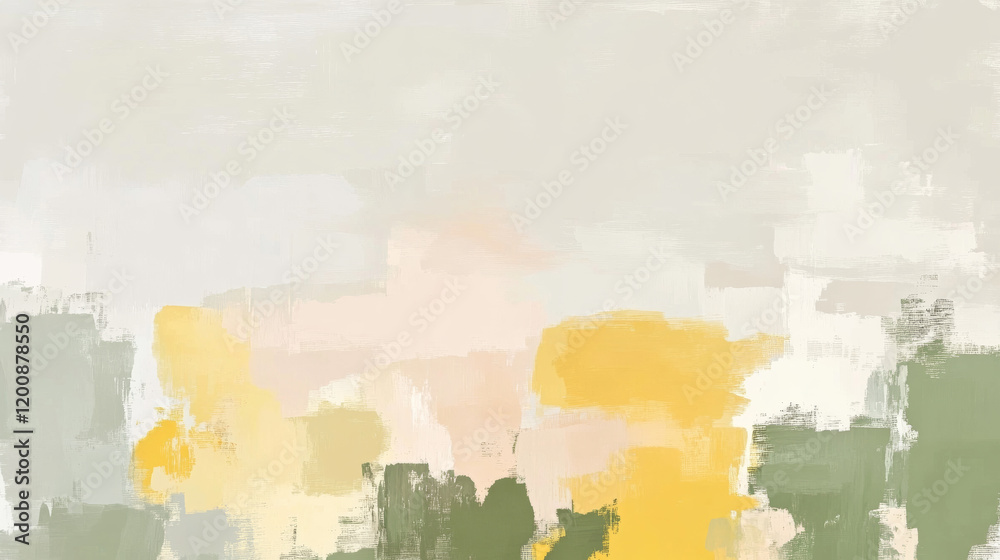 Obraz premium Abstract pastel painting with yellow and green tones