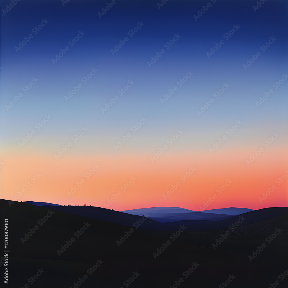 Obraz premium Twilight Serenity: Capturing the Tranquil Colors and Lights of an Evening Horizon