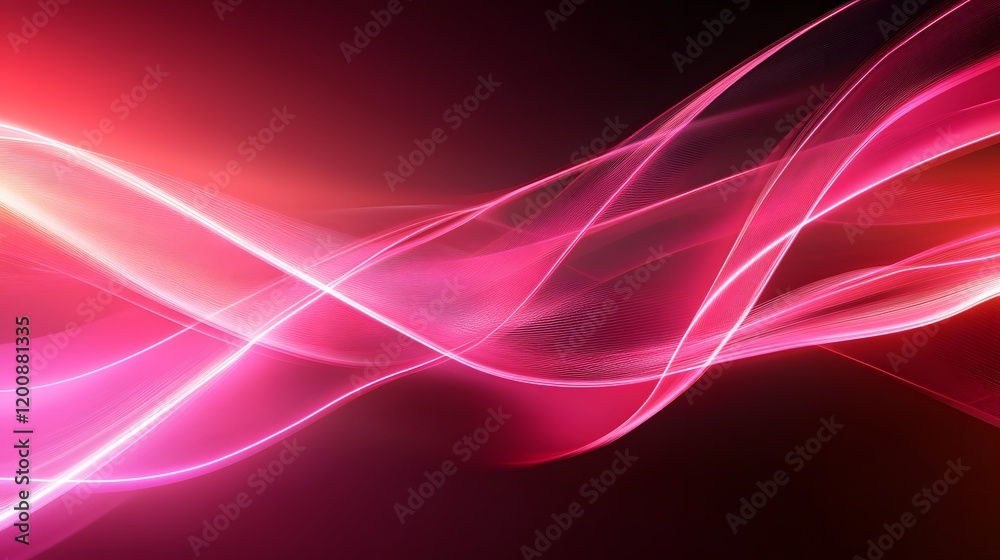 Obraz premium Abstract Pink Light Waves Flowing Design
