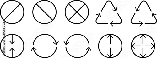 Line Icons Showing Directions and Actions. Refuse, deduce, reuse, recycle icons.