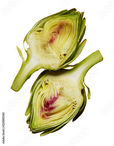 Artichoke Halves on White Background photo