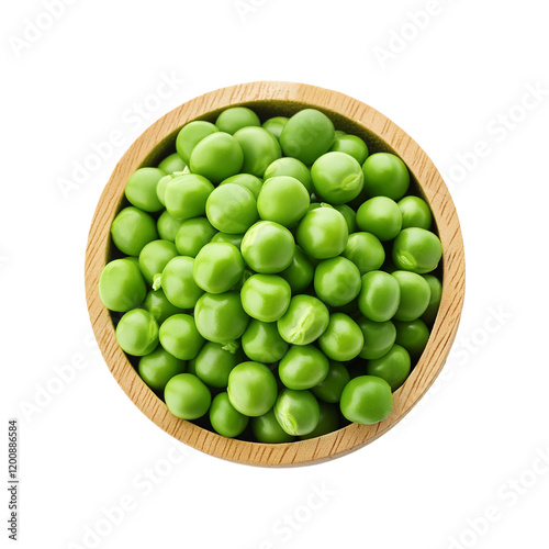 Top view of fresh green peas on transparent background