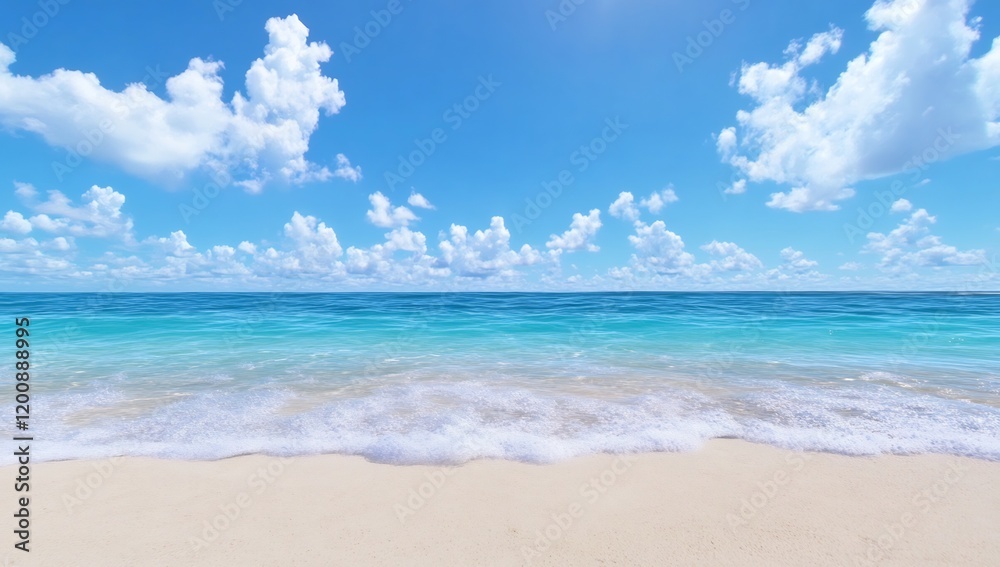 Sunny beach, ocean waves, blue sky, clouds. Vacation background Sunny beach, ocean waves, blue sky, clouds. Vacation background