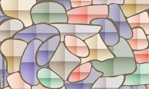 Abstract background with colored elements resembling stained glass for presentations, websites, postcards, invitations, announcements.