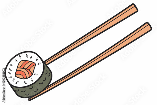 sushi with chopsticks
