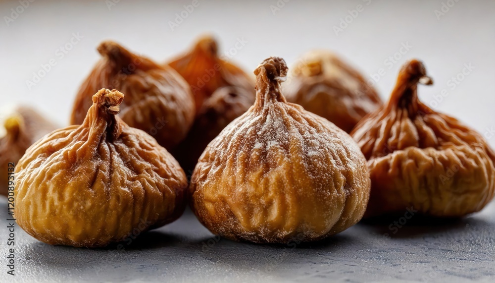 Fototapeta premium Dried figs isolate on a white background. Dried figs in general and cut form.