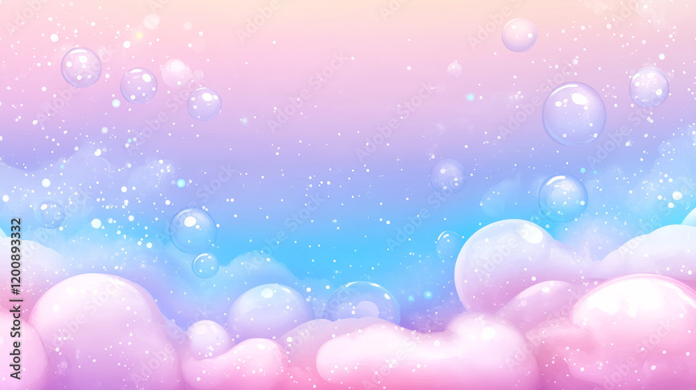 Pastel dreamy background with bubbles and clouds Pastel dreamy background with bubbles and clouds