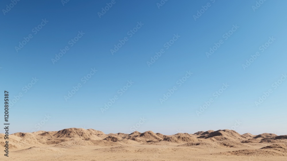 Naklejka premium Vast Desert Landscape Under Clear Blue Sky