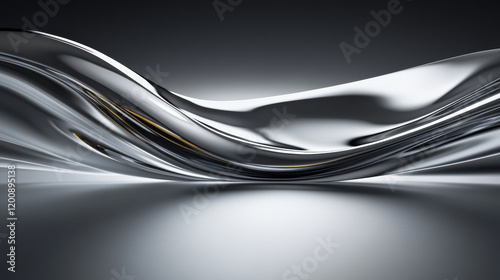 Abstract metallic wave with smooth reflections