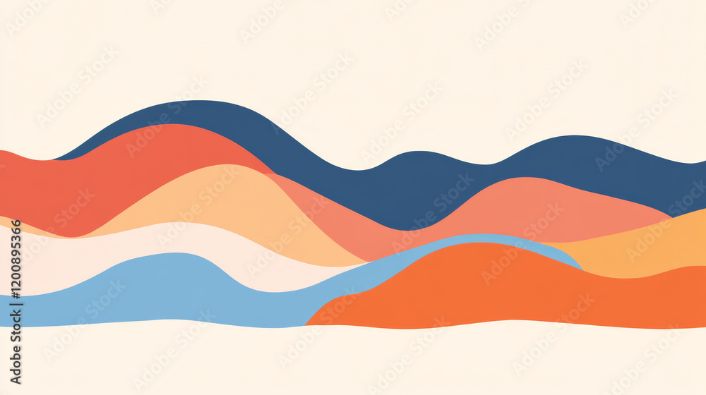 Naklejka premium Colorful abstract waves in harmonious pattern