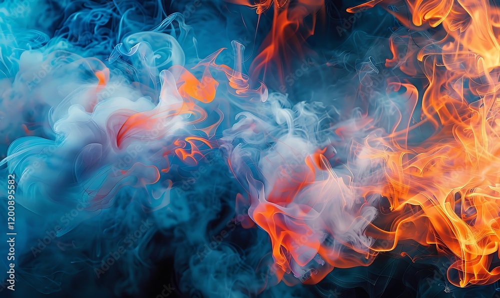 Fototapeta premium Dynamic fire and swirling smoke merge in a vivid, abstract display of motion