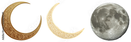 Realistic Crescent Moon Bundle: High-Quality PNG & EPS for Night and Islamic Designs