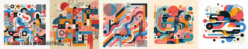 set of abstract expressionism vectors